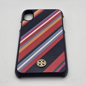 Tory Burch Diagonal Striped Vibrant Multicolor Hardshell Phone Case iPhone X